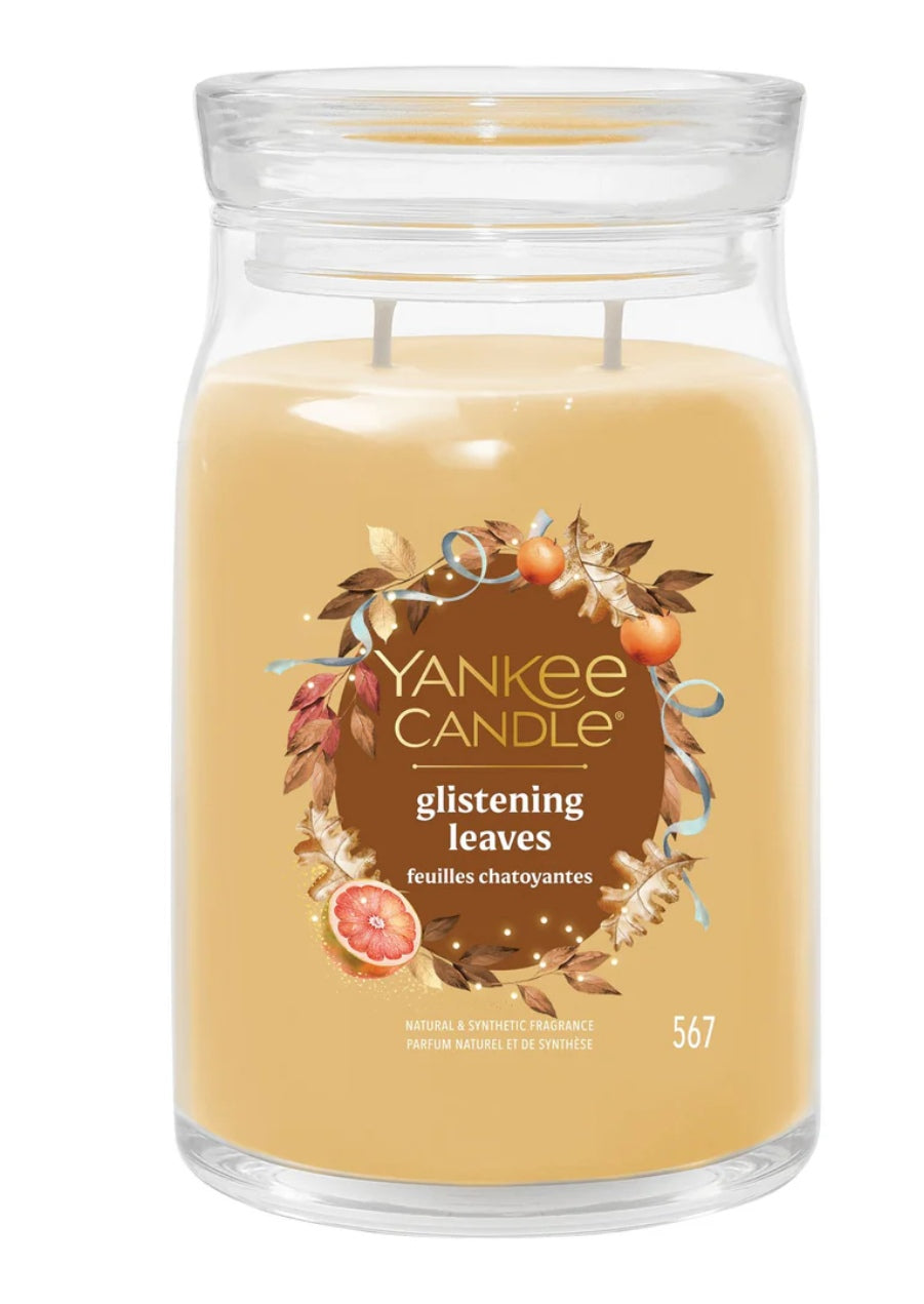 Yankee Candle Glistening Leaves - Large Signature Jar - Autumn Citrus Fragrance